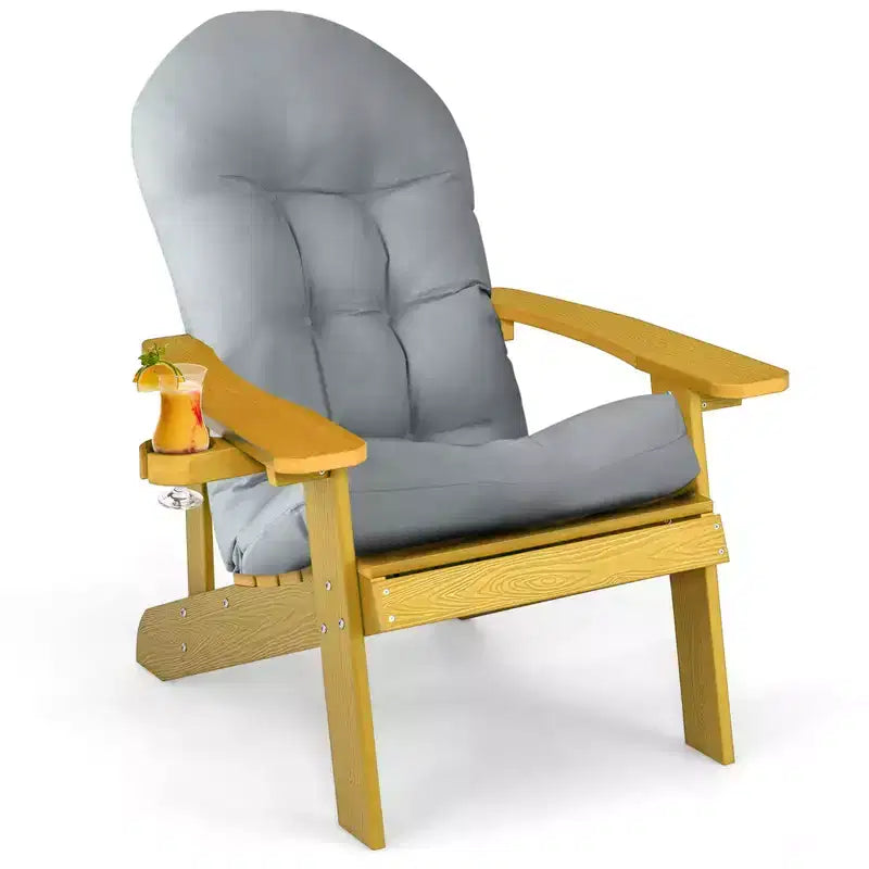 Costway Sedia Adirondack HIPS con Portabicchieri e Cuscino Nero/Verde/Blu Navy/Grigio/Bianco/Giallo