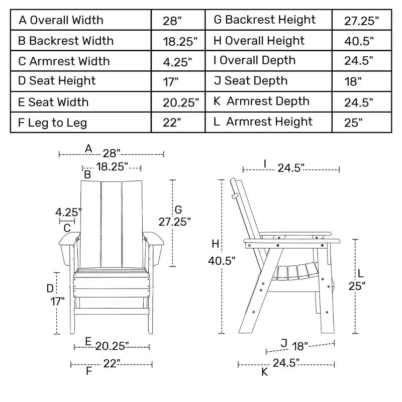 WestinTrends Outdoor Patio Modern Adirondack Dining Chair Weather Resistant