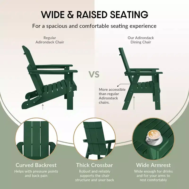 WestinTrends Outdoor Patio Modern Adirondack Dining Chair Weather Resistant