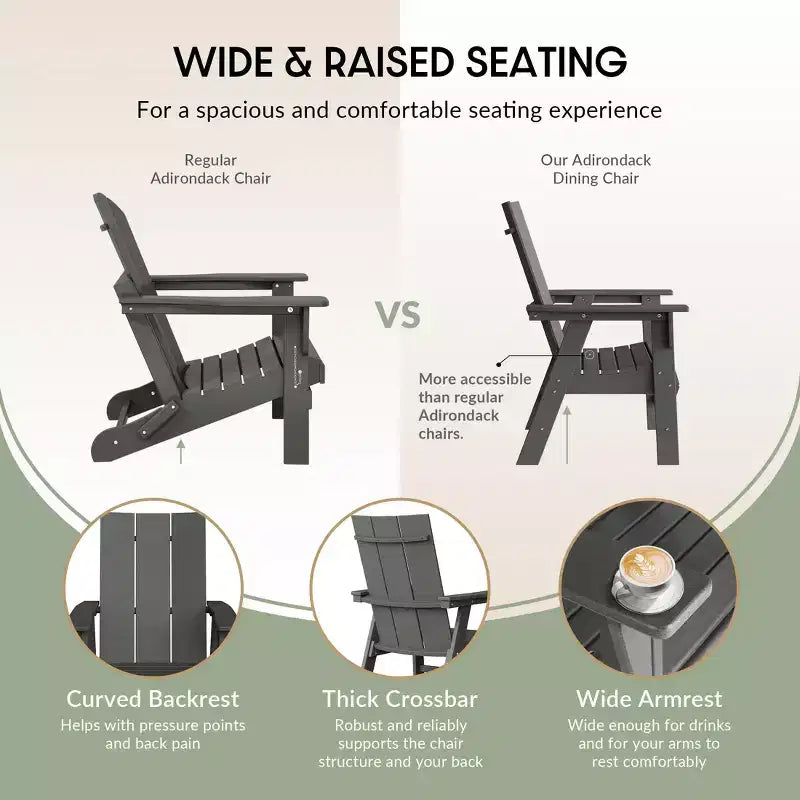 WestinTrends Outdoor Patio Modern Adirondack Dining Chair Weather Resistant