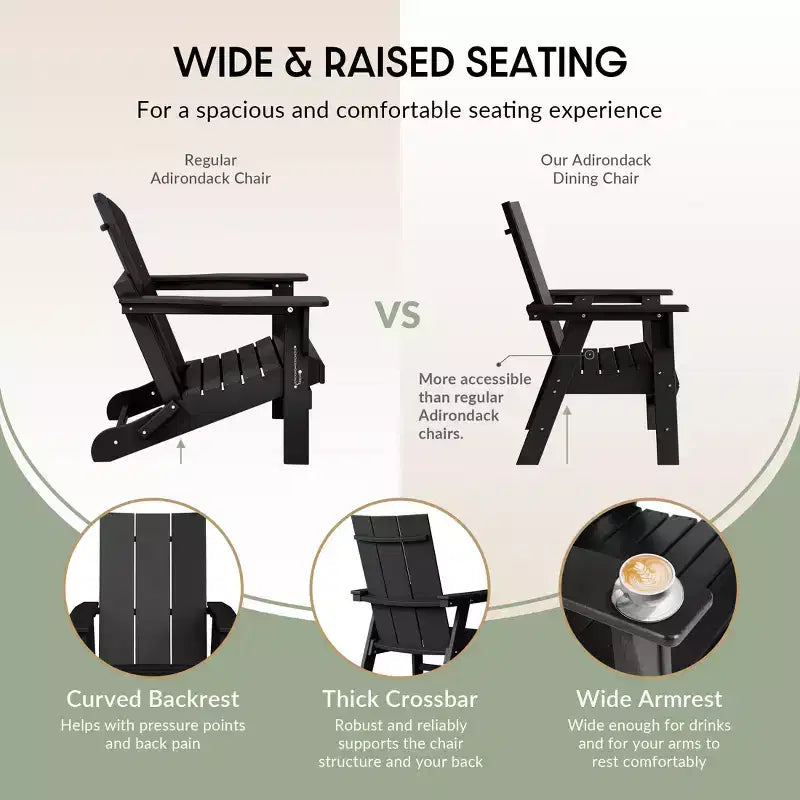 WestinTrends Outdoor Patio Modern Adirondack Dining Chair Weather Resistant