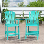 Aoodor Sedie Adirondack Alte Set da 2, Sgabello da Bar per Patio in HDPE con Vassoio Connettore, Sedia da Balcone per Tutte le Stagioni