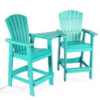 Aoodor Sedie Adirondack Alte Set da 2, Sgabello da Bar per Patio in HDPE con Vassoio Connettore, Sedia da Balcone per Tutte le Stagioni