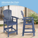 Aoodor Sedie Adirondack Alte Set da 2, Sgabello da Bar per Patio in HDPE con Vassoio Connettore, Sedia da Balcone per Tutte le Stagioni