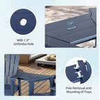 Aoodor Sedie Adirondack Alte Set da 2, Sgabello da Bar per Patio in HDPE con Vassoio Connettore, Sedia da Balcone per Tutte le Stagioni