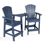 Aoodor Sedie Adirondack Alte Set da 2, Sgabello da Bar per Patio in HDPE con Vassoio Connettore, Sedia da Balcone per Tutte le Stagioni