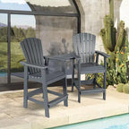 Aoodor Sedie Adirondack Alte Set da 2, Sgabello da Bar per Patio in HDPE con Vassoio Connettore, Sedia da Balcone per Tutte le Stagioni