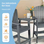Aoodor Sedie Adirondack Alte Set da 2, Sgabello da Bar per Patio in HDPE con Vassoio Connettore, Sedia da Balcone per Tutte le Stagioni