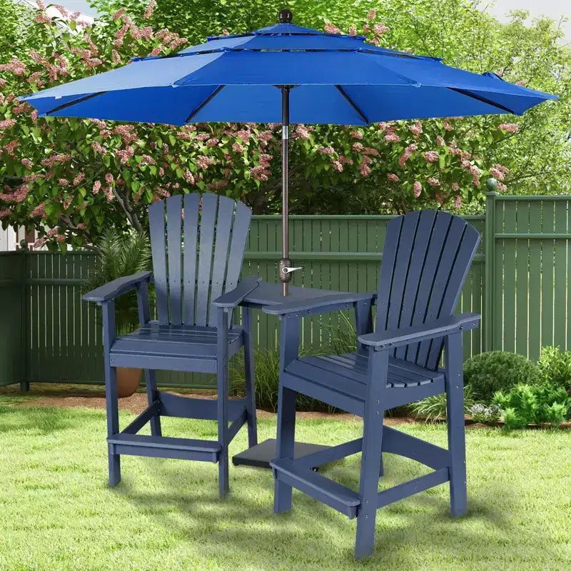 Aoodor Sedie Adirondack Alte Set da 2, Sgabello da Bar per Patio in HDPE con Vassoio Connettore, Sedia da Balcone per Tutte le Stagioni