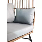 Outdoor Patio Wicker Egg Chair with Footstool 4W, Gray Blue/Beige -ModernLuxe