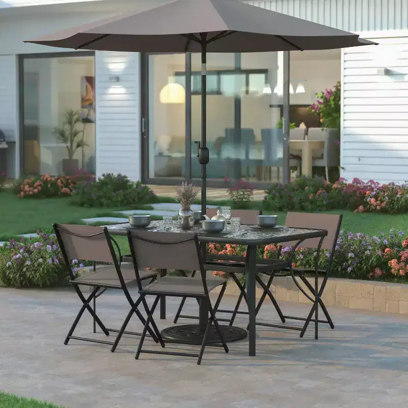Emma and Oliver Set di 4 sedie pieghevoli per interni ed esterni con materiale Flex Comfort e telai in acciaio