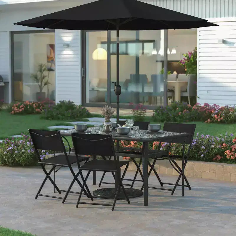 Emma and Oliver Set di 4 sedie pieghevoli per interni ed esterni con materiale Flex Comfort e telai in acciaio