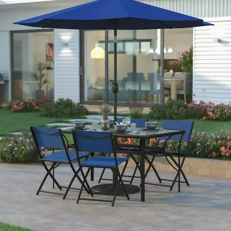 Emma and Oliver Set di 4 sedie pieghevoli per interni ed esterni con materiale Flex Comfort e telai in acciaio