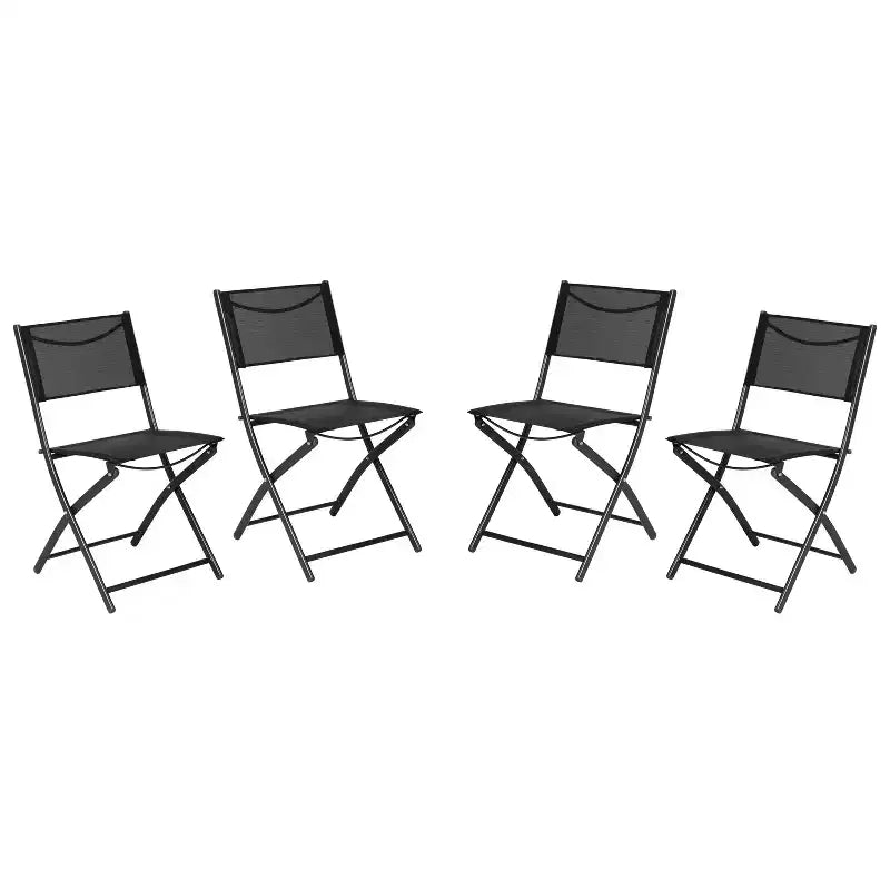 Emma and Oliver Set di 4 sedie pieghevoli per interni ed esterni con materiale Flex Comfort e telai in acciaio