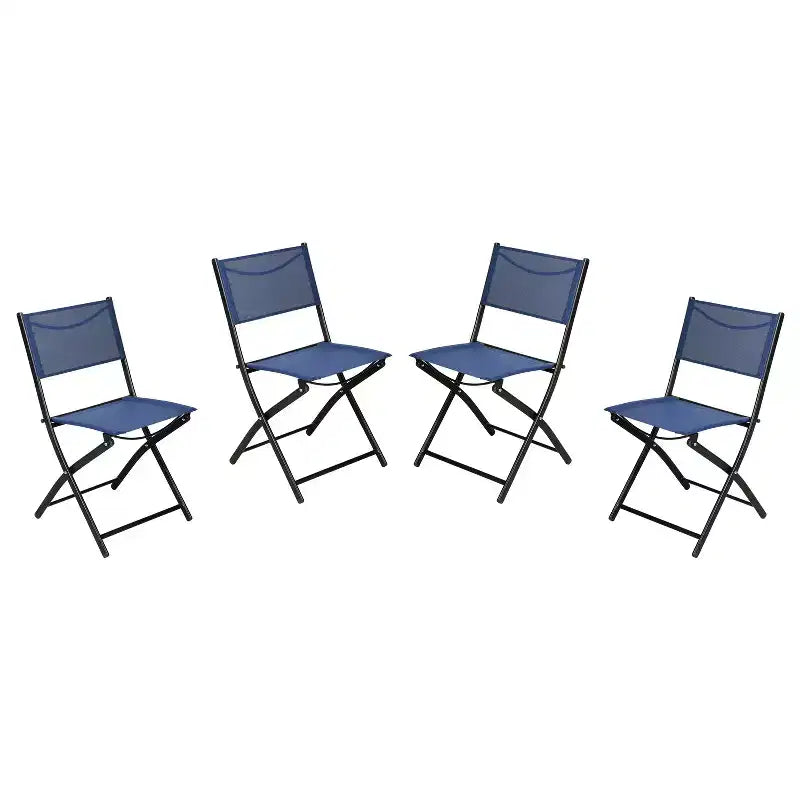 Emma and Oliver Set di 4 sedie pieghevoli per interni ed esterni con materiale Flex Comfort e telai in acciaio