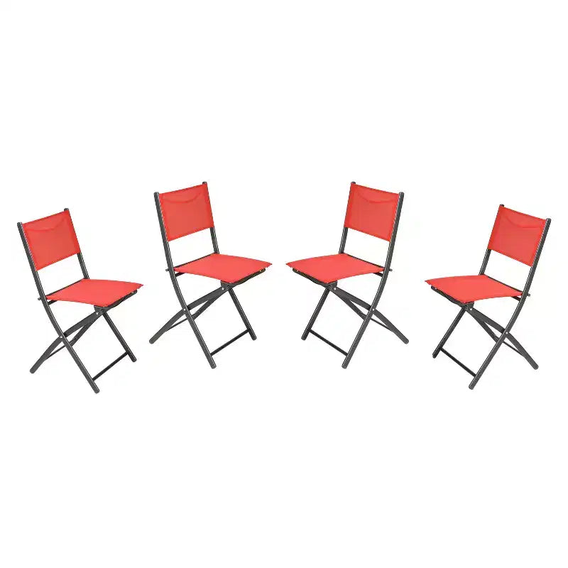 Emma and Oliver Set of 4 Folding Chairs for Indoor/Outdoor Use with Flex Comfort Material and Steel Frames