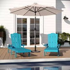 Merrick Lane Set of 2 Indoor/Outdoor Adjustable Adirondack Loungers with Fold Out Cupholders- Recycled All-Weather Indoor/Outdoor HDPE Lounge Chairs
