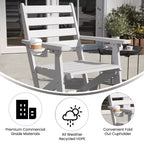Merrick Lane Sedia Adirondack da Interno/Esterno con Portabicchieri Pieghevole, Sedia Adirondack in HDPE Riciclato Resistente a Tutte le Condizioni Atmosferiche