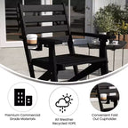 Merrick Lane Sedia Adirondack da Interno/Esterno con Portabicchieri Pieghevole, Sedia Adirondack in HDPE Riciclato Resistente a Tutte le Condizioni Atmosferiche