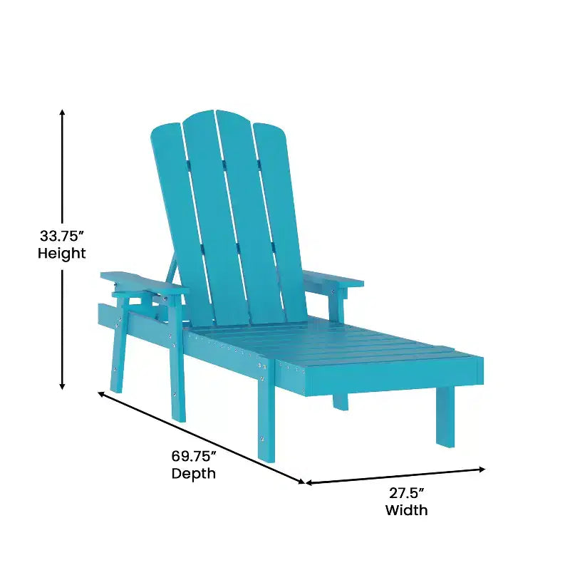 Sedia a sdraio Adirondack regolabile Emma e Oliver in HDPE riciclato con portabicchieri a scomparsa per uso interno/esterno