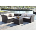 SAFAVIEH Outdoor Makala Sectional Set with Storage - 58W x 26D x 32H
