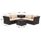 SAFAVIEH Outdoor Makala Sectional Set with Storage - 58W x 26D x 32H