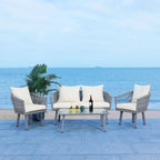 SAFAVIEH Outdoor Sneh-Lata 4-Piece Rope Patio Set - 54W x 27D x 26H