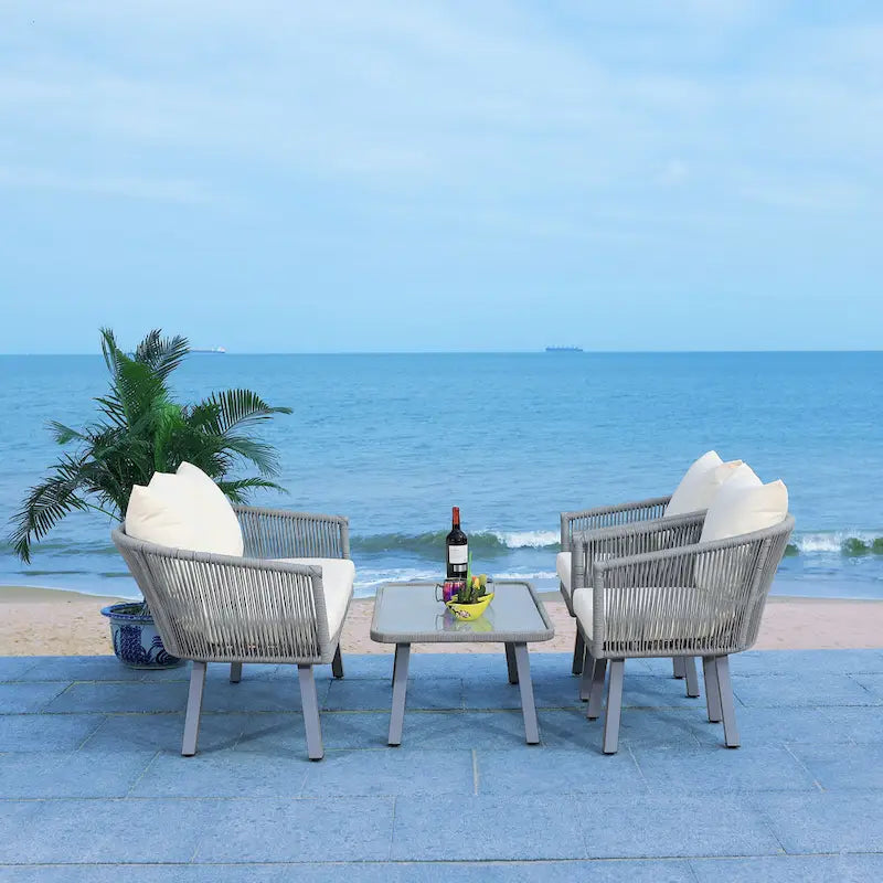 SAFAVIEH Outdoor Sneh-Lata 4-Piece Rope Patio Set - 54W x 27D x 26H