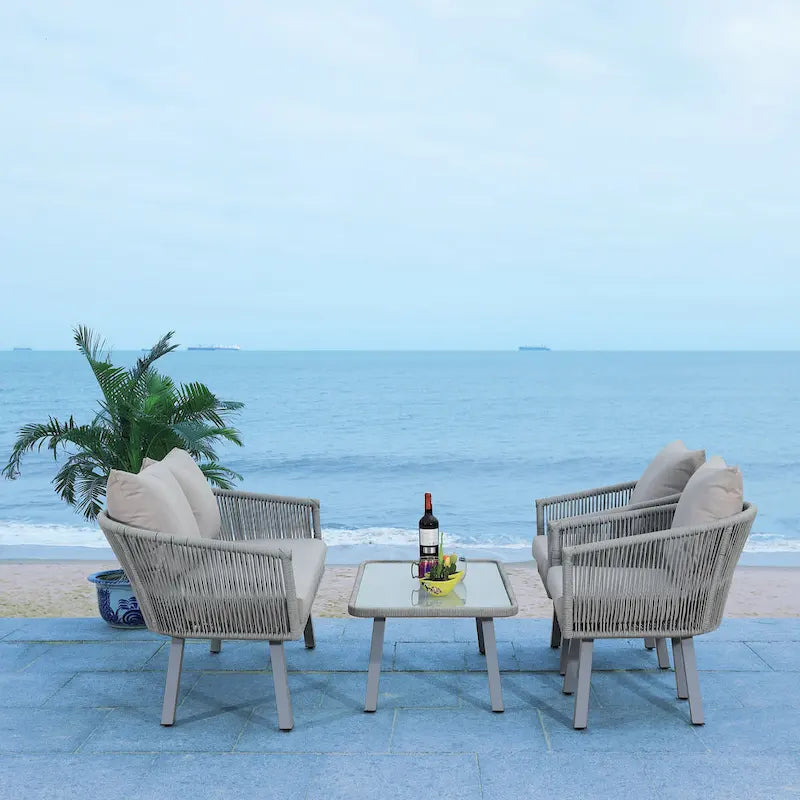 SAFAVIEH Outdoor Sneh-Lata 4-Piece Rope Patio Set - 54W x 27D x 26H