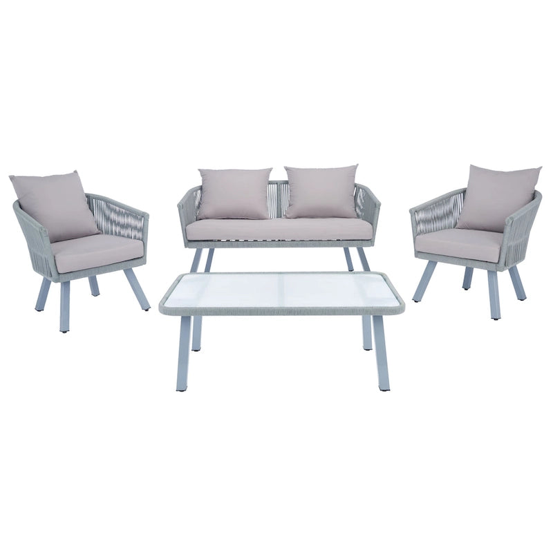 SAFAVIEH Outdoor Sneh-Lata 4-Piece Rope Patio Set - 54W x 27D x 26H