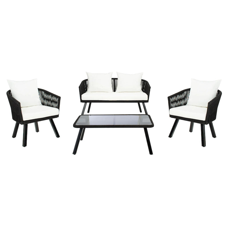 SAFAVIEH Outdoor Sneh-Lata 4-Piece Rope Patio Set - 54W x 27D x 26H