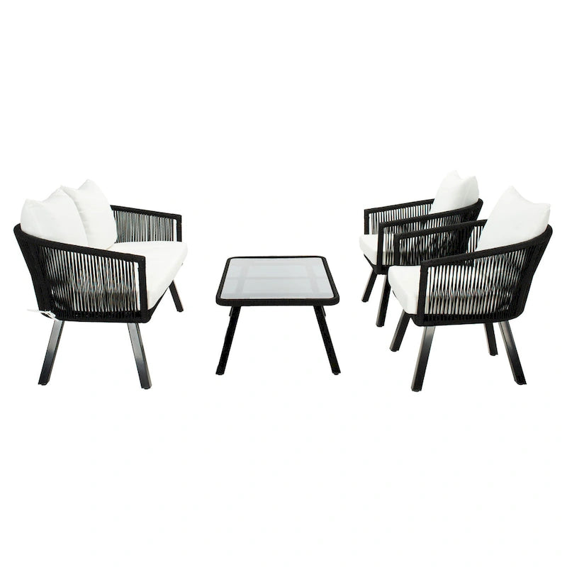 SAFAVIEH Outdoor Sneh-Lata 4-Piece Rope Patio Set - 54W x 27D x 26H