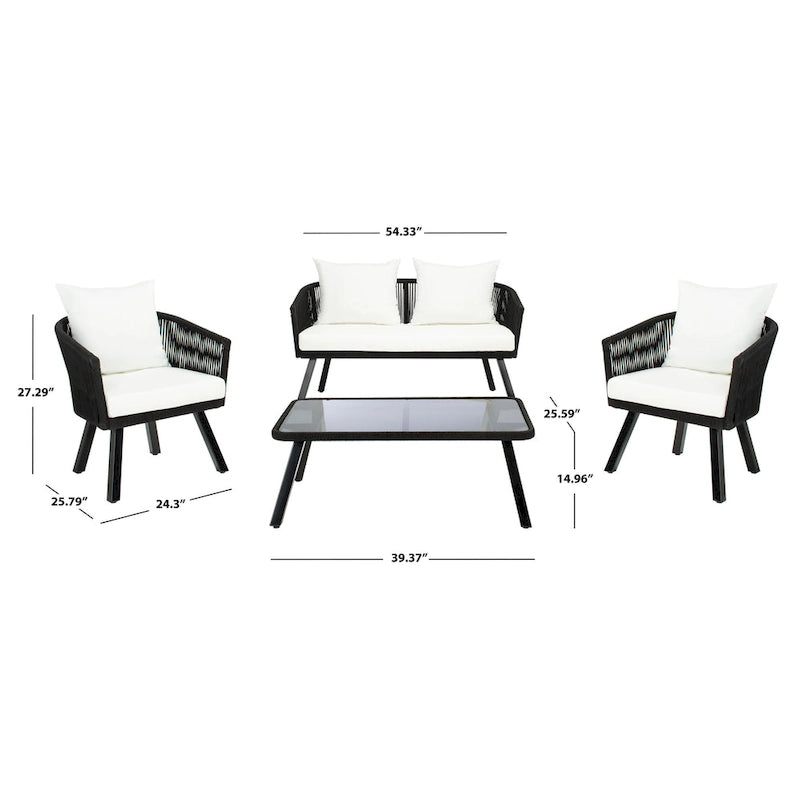 SAFAVIEH Outdoor Sneh-Lata 4-Piece Rope Patio Set - 54W x 27D x 26H