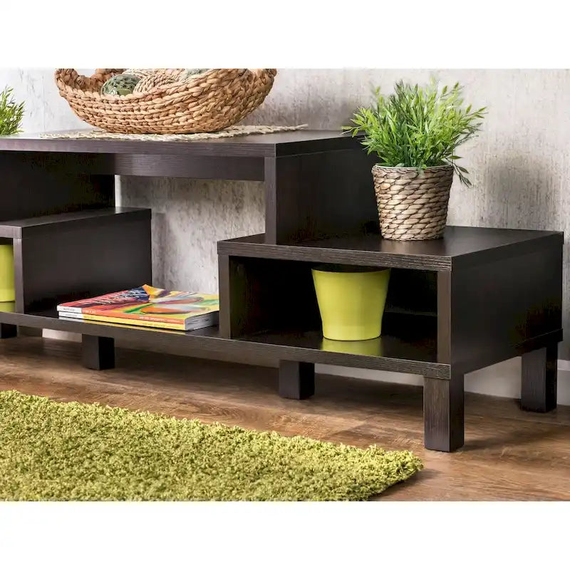 Furniture of America Rami Modern 3-Shelf Espresso Finish TV Stand, Sleek Media Console for Living Room Entertainment