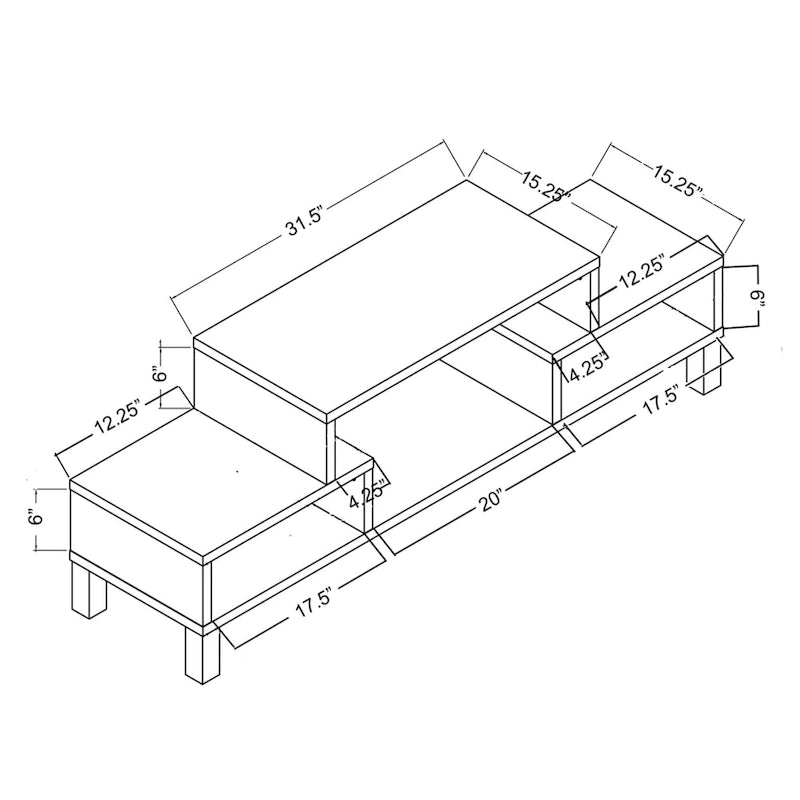 Furniture of America Rami Modern 3-Shelf Espresso Finish TV Stand, Sleek Media Console for Living Room Entertainment