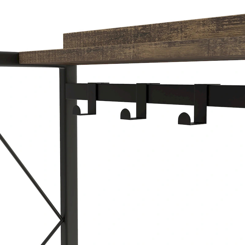 DH BASIC Industrial Reclaimed Oak 67-inch Metal 6-Wine Slots Baker's Rack by Denhour