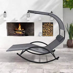Costway Outdoor Dual Rocker Sunbed 2-Person Canopied Lounger with 2 Detachable Headrests