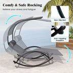 Costway Outdoor Dual Rocker Sunbed 2-Person Canopied Lounger with 2 Detachable Headrests