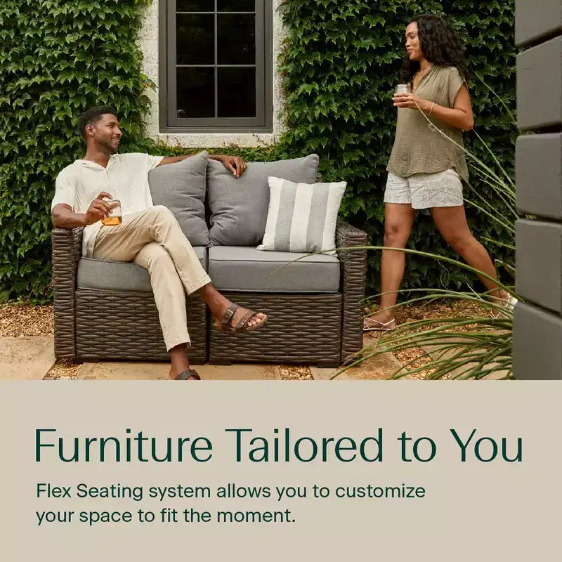 Seduta da Esterno Honeycomb Carmel - Sedia in Rattan Espresso: Arredamento Modulare da Patio Resistente alle Intemperie