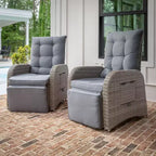 Flash Furniture Nemo Indoor/Outdoor Patio Wicker Rattan Recliner Lounge Chair with Flip up Side Table