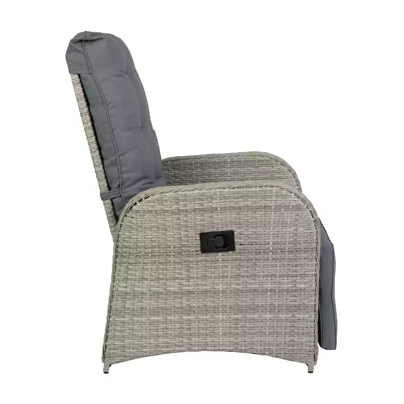 Flash Furniture Nemo Indoor/Outdoor Patio Wicker Rattan Recliner Lounge Chair with Flip up Side Table