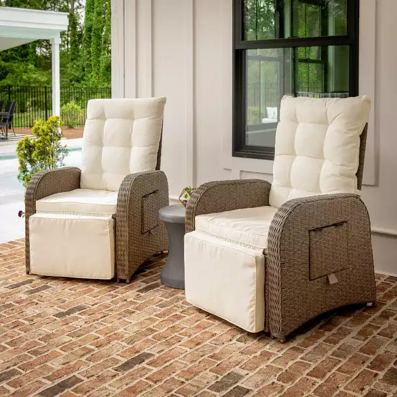 Flash Furniture Nemo Indoor/Outdoor Patio Wicker Rattan Recliner Lounge Chair with Flip up Side Table