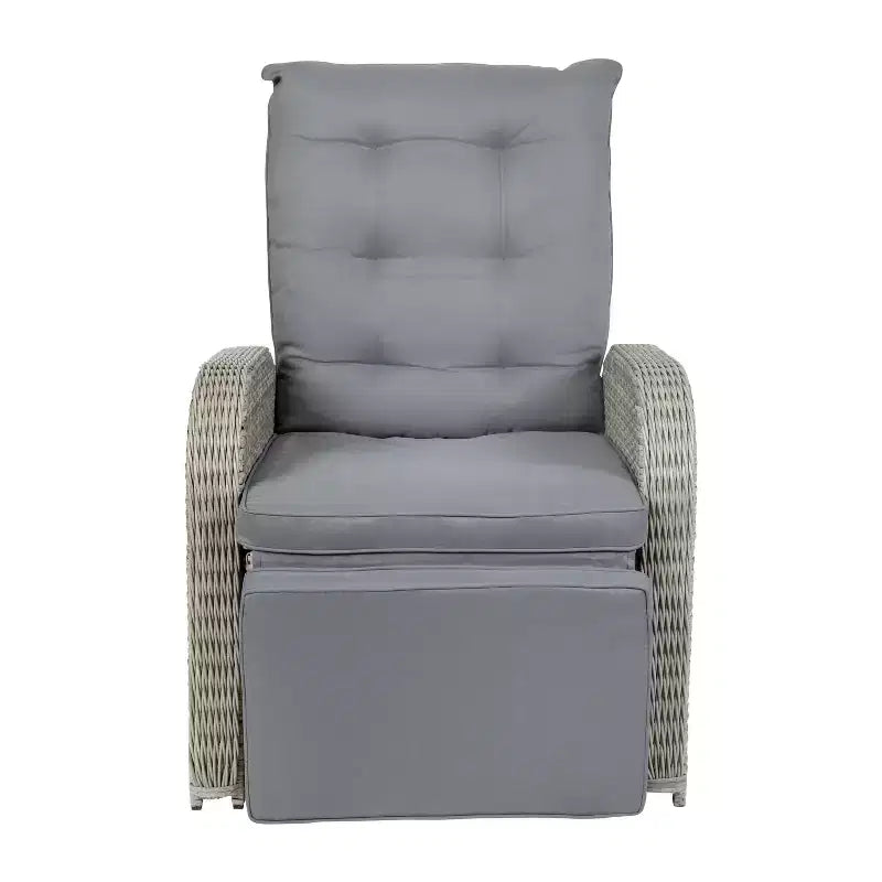 Flash Furniture Nemo Indoor/Outdoor Patio Wicker Rattan Recliner Lounge Chair with Flip up Side Table