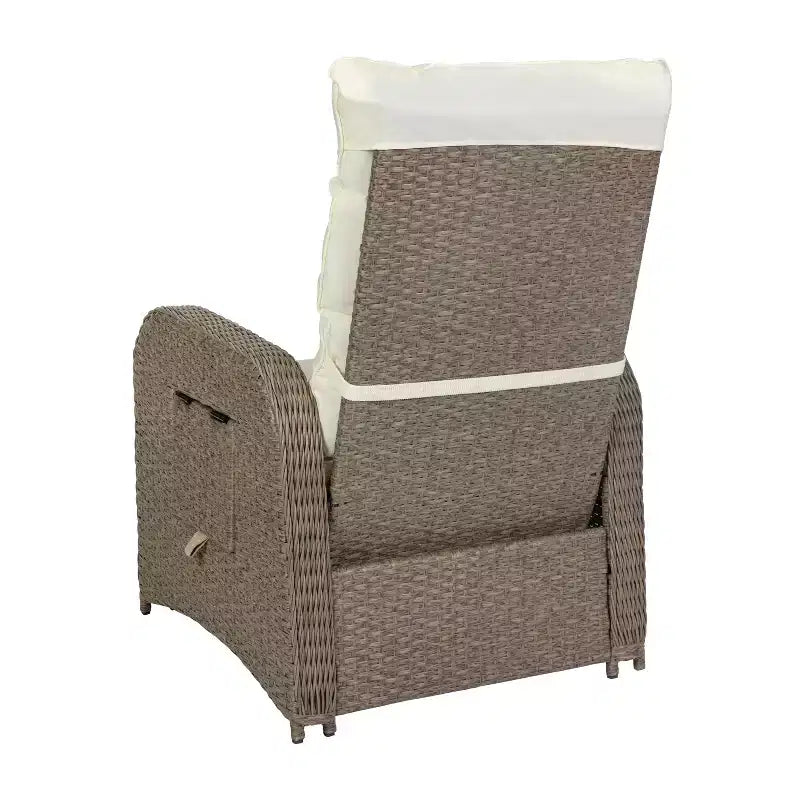 Flash Furniture Nemo Indoor/Outdoor Patio Wicker Rattan Recliner Lounge Chair with Flip up Side Table