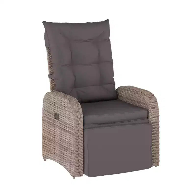 Flash Furniture Nemo Indoor/Outdoor Patio Wicker Rattan Recliner Lounge Chair with Flip up Side Table