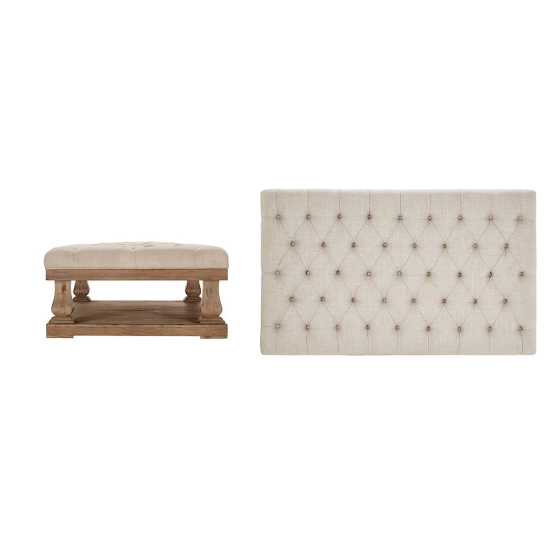 Gdansk Linen Baluster Rectangular Ottoman