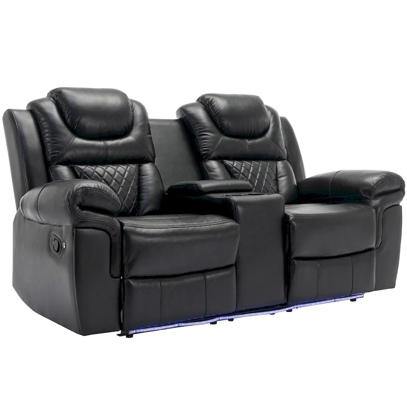 Home Theater Seating Manual Recliner Loveseat with Hide-Away Storage