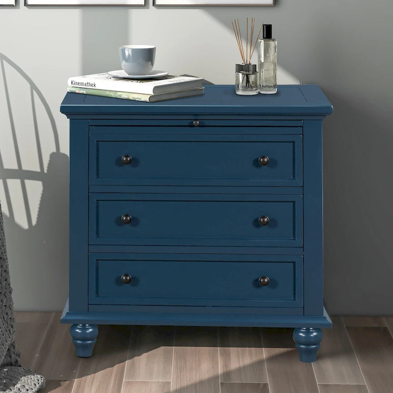 Wood 3-Drawer Storage Cabinet with Pull-Out Tray - 16.90 x 28.00 x 28.10