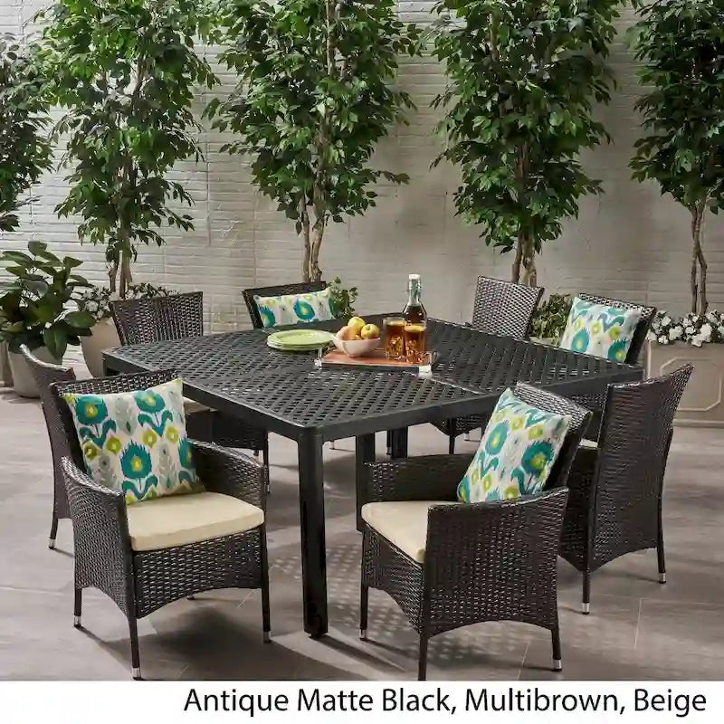Bragdon Aluminum/ Brown Wicker 9-piece Outdoor Dining Set by Christopher Knight Home