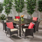 Bragdon Aluminum/ Brown Wicker 9-piece Outdoor Dining Set by Christopher Knight Home